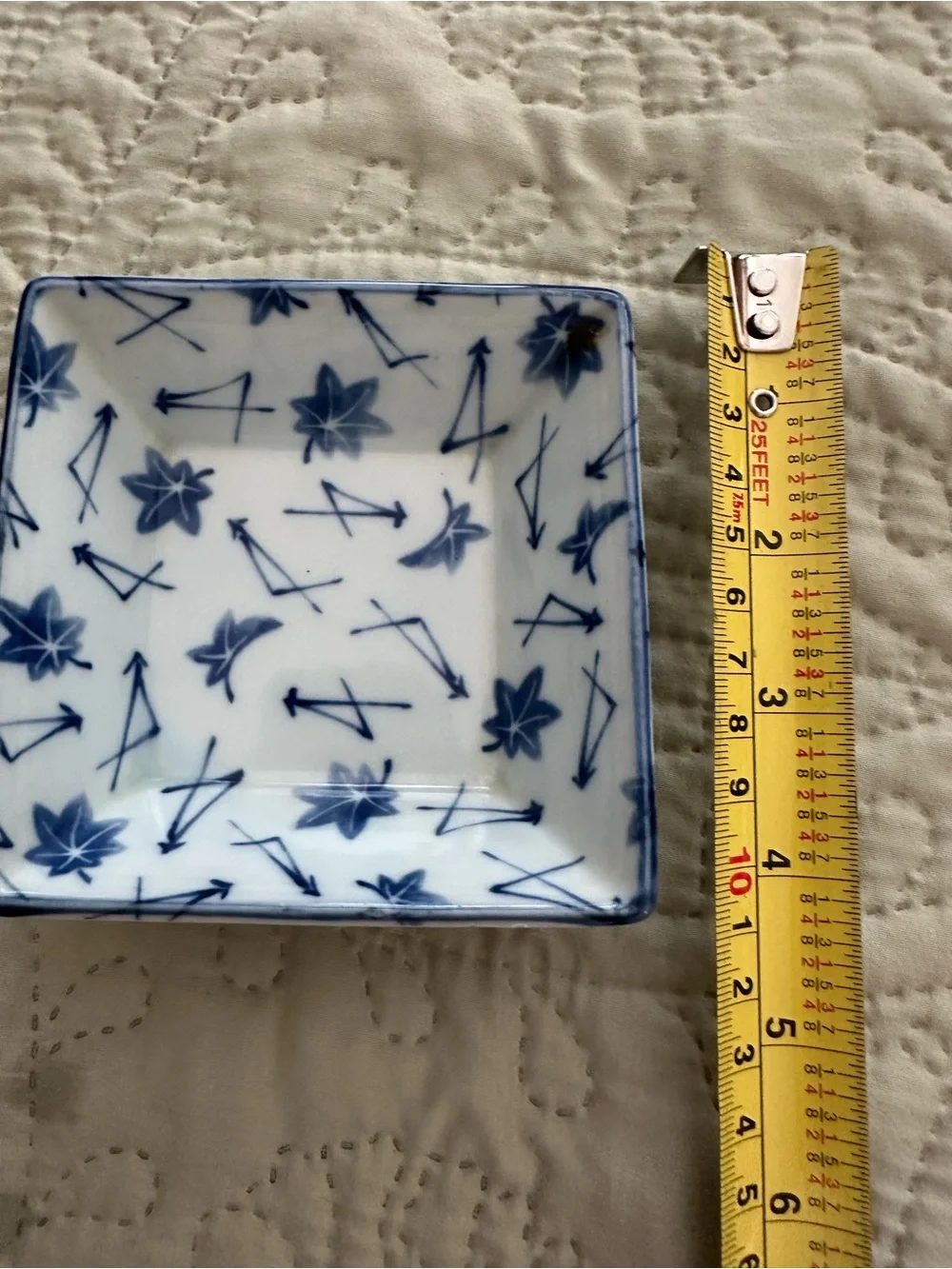 Japanese Porcelain 4” Square Soy Sauce Dipping Dish